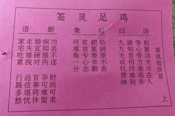 天天后灵签